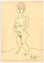 Stylo Dessin sur papier Nu Femme Étude par un artiste connu - £82.36 GBP