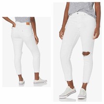 Levi&#39;s Women&#39;s 721 High Rise Skinny Ankle Jeans white distressed raw hem - £30.27 GBP