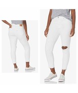 Levi&#39;s Women&#39;s 721 High Rise Skinny Ankle Jeans white distressed raw hem - £29.77 GBP