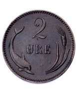 1891 Denmark 2 Ore Coin In AU, KM# 793.1 - €50,67 EUR