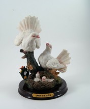 Meerchi Figurine Doves Family of White With Two Babies In A Nest - $21.49