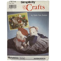 Simplicity Crafts Teddy Bear Sewing Pattern #7474 By Faith Van Zanten - $36.09 MXN
