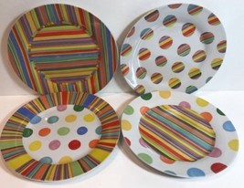 Punch Studio CONFETTI 4 Salad Plates Fine Porcelain Assorted Dessert Dish - £29.60 GBP