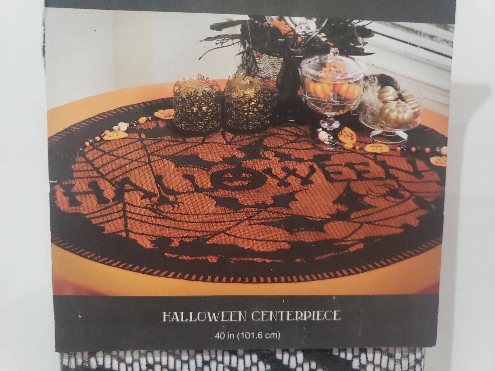Halloween Spider Web Bats Pumpkin Lace Table Centerpiece Home Decor - $21.73