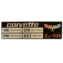 C3 Corvette Spec Data Plate Embossed Scratch-Resistant Aluminum L48 Engine 76-77 - $26.01