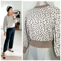 Ann Taylor Leopard Print Wool Blend Round Neck Sweater Size Medium Neutr... - $519.66 MXN