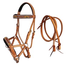 Horse Western Leather Sunflower Bitless Sidepull Bridle Reins Hackamore ... - $1,214.14 MXN
