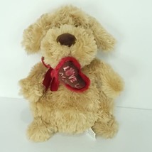 Valentine Puppy Dog Brown Love U More Heart Plush Stuffed Animal 10&quot; - £15.68 GBP