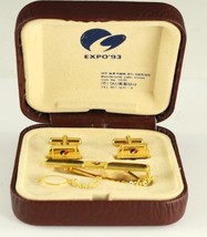 Vintage Mens Jewelry NIB International EXPO 93 LOGO Taejon Korea Gold Tone - $17.70
