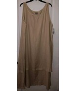 House Brand Key West 3X Dress Beige Woven Linen, Split Double Layer NWT - £51.21 GBP