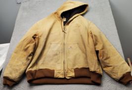 Vintage Carhartt Duck Coat Mens 2XL Brown Cotton Long Sleeve Hooded Full Zip - £45.15 GBP