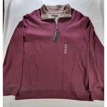 Van Heusen Men&#39;s Size XL Pullover Sweater Quarter Zip Flex Cotton Blend Maroon - $30.42