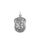 Oxidized Sterling Silver EMT Certified Badge Charm for Bracelet or Necklace - €55,81 EUR