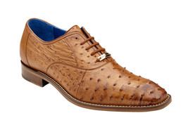 Belvedere Men&#39;s Orlando Dress Shoes Genuine Ostrich Quill Antique Peanut D01 - £457.04 GBP