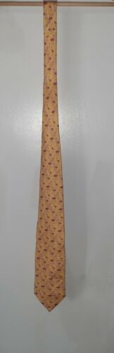 Brooks Brothers Makers Tie Flamingo Print Yellow Pink Flamingos Pure Sil... - $37.99