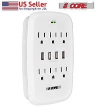 6 Outlet Extender 1225J Surge Protector With 4 USB Charger Port Wall Adapter - £11.09 GBP