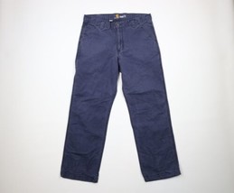 Carhartt Mens Size 34x30 Faded Spell Out Relaxed Fit Work Pants Navy blue - $49.45