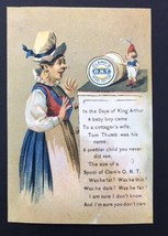 CLARK&#39;S O.N.T. Thread Spool Victorian Trade Card Lady &amp; Tom Thumb 1880s HTF - £18.02 GBP