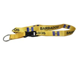 AES 32&quot; Barbados Country Flag Lanyard With Detachable Key Ring - £3.05 GBP