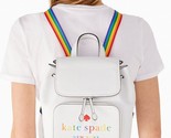 Kate Spade Darcy White Leather Flap Backpack K7292 Rainbow Pride NWT $35... - $126.71