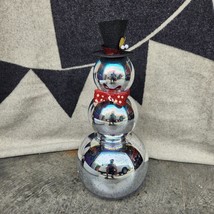 Large Silver Mirror Glass Snowman Christmas Home Decor 22&quot; Tall - $39.98