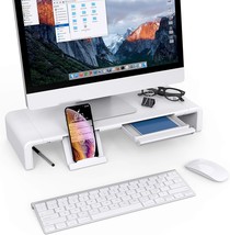 Monitor Stand Riser, Klearlook Foldable, Height Adjustable Computer, White - $44.99