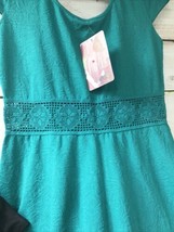 NWT Love Fire Pr. Jr. Wm. L 2 Midi Dresses stretch Black Teal Peep Lace ... - $44.10