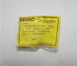 Cerac Zirconium Oxide ZrO2 1 1/8&quot; Hearth Liner Typically 99.5% Pure New - $139.66