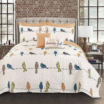 Lush Decor Rowley Quilt-Reversible 7 Piece Bedding Set with Floral Animal Bird - $97.99