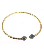 925 Italian Sterling Vicenza Silver Clamper Labradorite Twisted Collar N... - $205.80 CAD