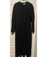 Vtg Eddie Bauer Maxi Dress Medium Tall Black Long Sleeve Long Pockets Co... - $47.11 CAD