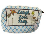 Heart Design Love Laugh Pray Canvas Makeup Zipped Bag 5.5 inches - $2.14