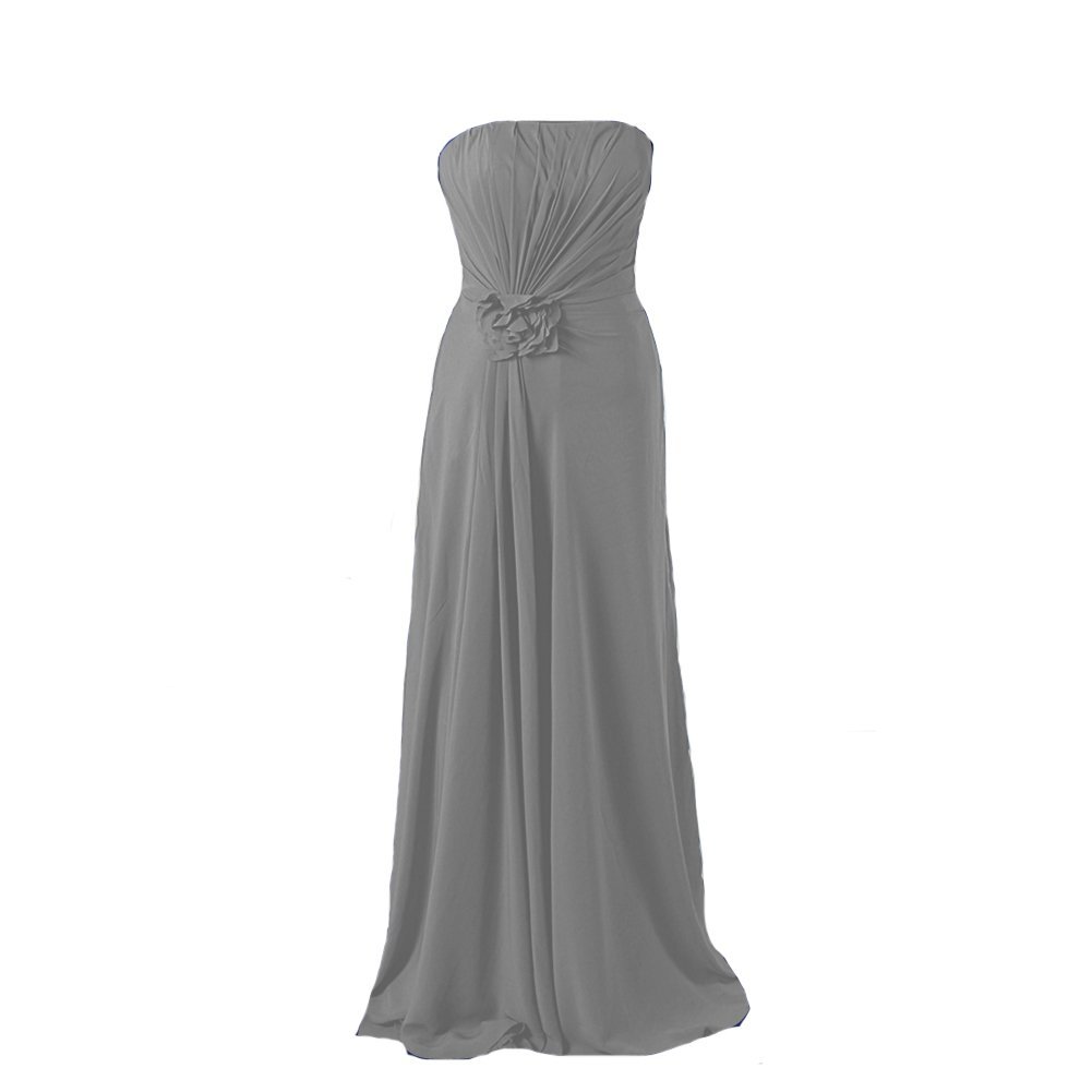 Kivary Women's Long Strapless Floral Simple Chiffon Corset Prom Bridesmaid Dress