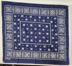 Vintage Blue Elephant Fast Color 100% Cotton Bandana Handkerchief Trunk Up - $39.60
