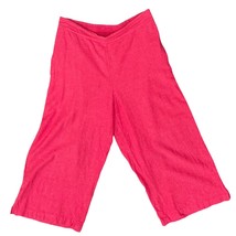 Coldwater Creek Bright Pink Linen Blend High Rise Wide Leg Capri Pants s... - $25.30