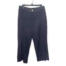 Silkland Women Black Crop Trouser Pants Sz 8 Lined High Rise Linen Rayon... - $35.89