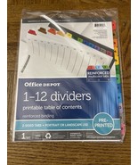 Office Depot 1-12 Dividers W/ Printable Table Of Contents - $7.80