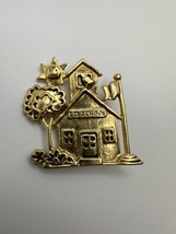 Vintage Gold Tone I Love School Teacher Brooch 4.6 x 4.3 cm - £15.55 GBP