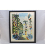 Felipe Reyes Castro Signed Framed Watercolor Painting Latin Street Scene... - £23.70 GBP