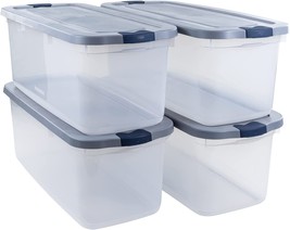 Rubbermaid Roughneck Clear 95 Qt/23 Point75 Gal Storage Containers, Pack Of 4 - £140.95 GBP
