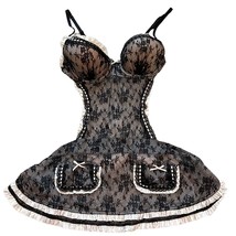 Victoria&#39;s Secret Black Lace Maid Lingerie Vintage 34B - £30.69 GBP