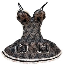 Victoria&#39;s Secret Black Lace Maid Lingerie Vintage 34B - £30.62 GBP