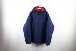 Vintage Y2K 2003 Adidas Mens 2XL Spell Out Fleece Lined Hooded Parka Jacket Blue - £71.01 GBP