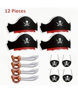 12pcs Pirate Costume Accessories Hat Eye Mask Inflatable Sword Party Cos... - £13.76 GBP