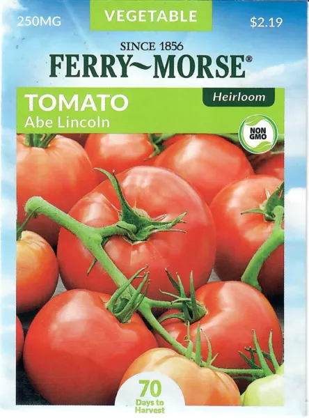 Tomato Abe Lincoln Heirloom Vegetable Seeds Non Gmo Ferry Morse 12/24 Fresh New - $8.90