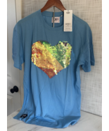 Queer Eye Netflix T-Shirt Blue Sequins Heart LGBTQIA+ Unisex Large BxOO - $11.60