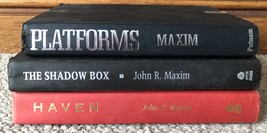 Lot 3 John R. Maxim suspense books: Platforms, Shadow Box, Haven - $98.54 MXN