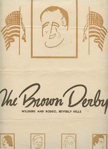 The Brown Derby Restaurant Dinner Menu Beverly Hills California 1945 - £90.32 GBP