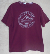 Yellowstone T Shirt National Park Est 1872 Men L Graphic Tee Delta Tag Burgundy - $11.12
