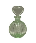Light Green Glass Perfume Bottle Heart Lid W Stick Small Pretty Refill F... - €16,76 EUR